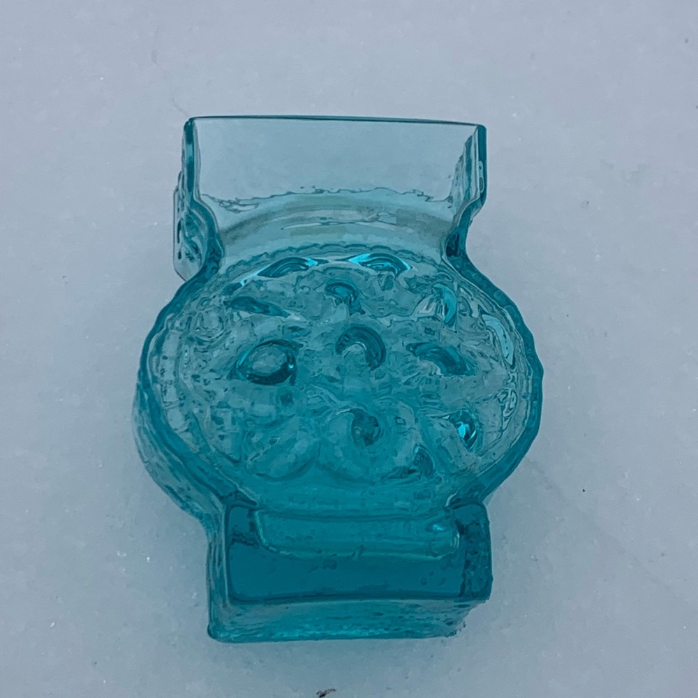 Sea Glasbruk Kosta Sweden Blue Texturized Blue Teal Wavy Art Glass Vase MCM - Picture 10 of 10